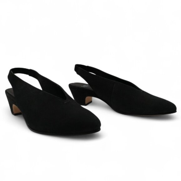 Eileen Fisher Women's Size 9 Black Moddie Nubuck Slingback Block Heel Pumps - Picture 5 of 11